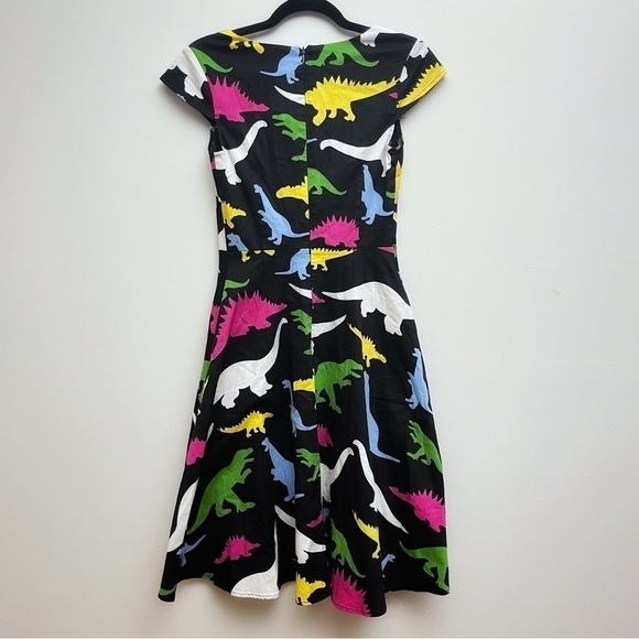 Hanpceirs Dinosaur Print Retro Vintage Cocktail Swing Dress with Pockets - Picture 7 of 10